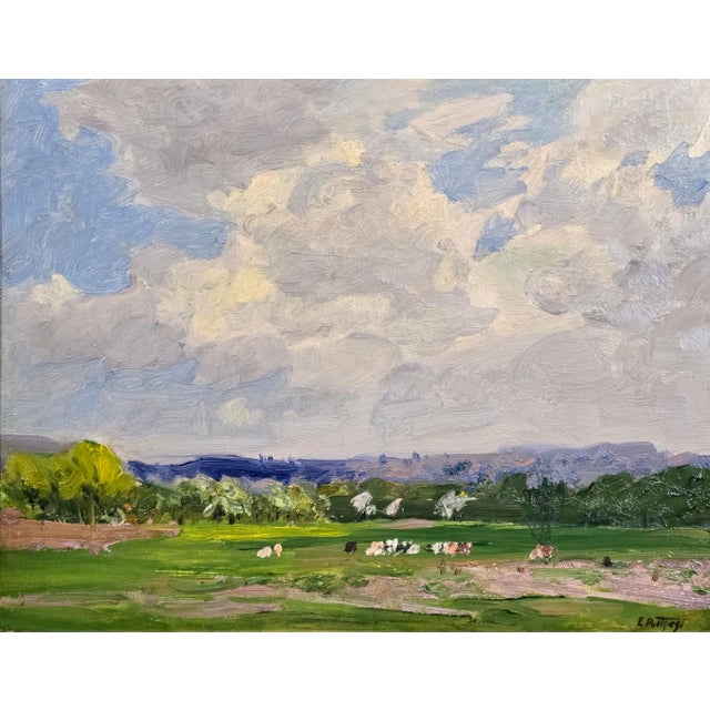 American Edward Henry Potthast - Pastoral Landscape - Oil Painting c.1910s For Sale - Image 3 of 12