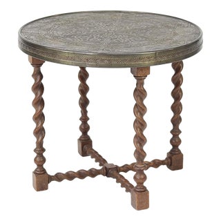 Small Side Table with Sugarcane Frame and Brass Top, 1920s For Sale