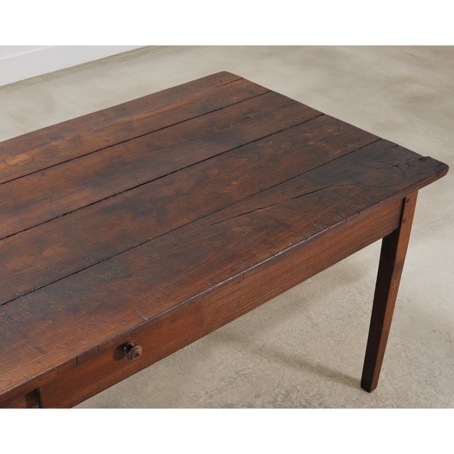 19th Century Country French Provincial Chestnut Farmhouse Table For Sale - Image 10 of 18
