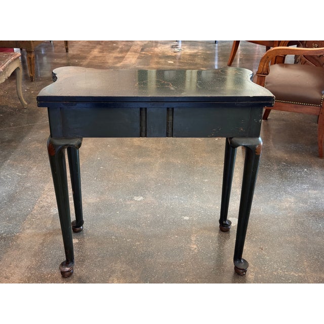 19th Century English Green Lacquer Chinoiserie Flip-Top Game Table For Sale - Image 13 of 18