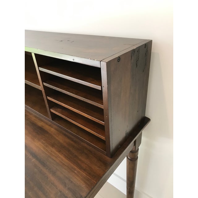 Wood Pottery Barn Printers Writing Desk With Drawer and Letter File For Sale - Image 7 of 12