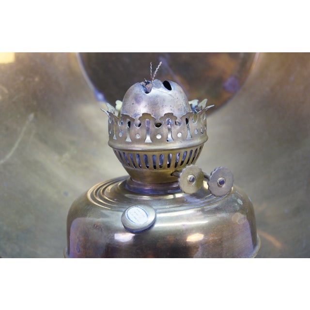 Late 20th Century AA Imports Brass Kerosene Hurricane Oil Lantern Sconce W Backplate Reflector For Sale - Image 12 of 17