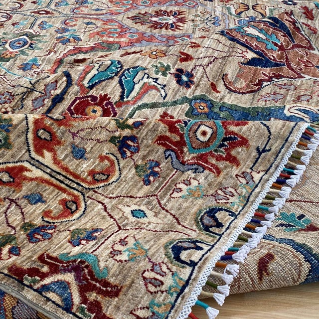 Camel Persian Khorassan Hand-Knotted Wool Rug - 7'9" X 9'9" For Sale - Image 16 of 16