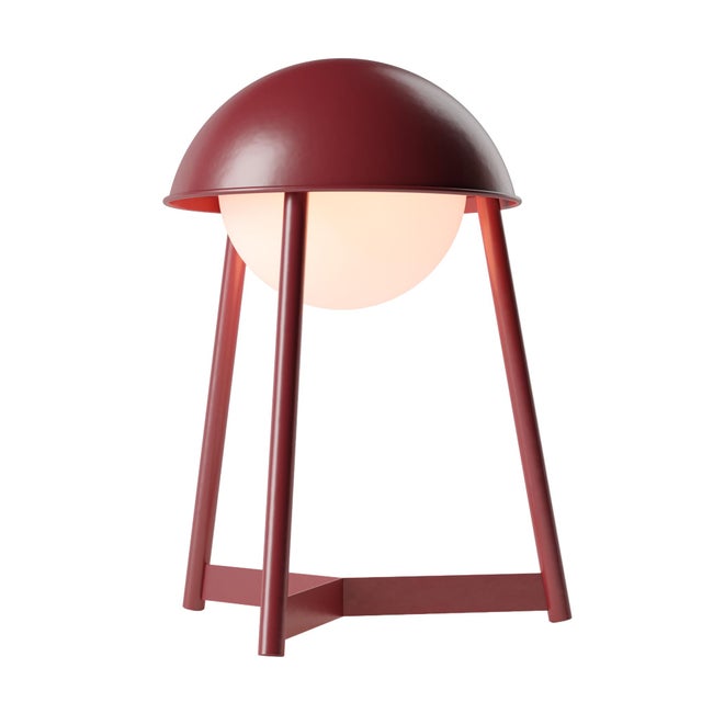 2020s HELMET Rechargeable Cordless LED Table Lamp, 3-Levels Brightness Touch Sensor Control, Oxblood For Sale - Image 5 of 14