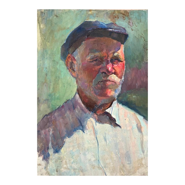 Oil Portrait Painting, Ukrainian Art, 1960s For Sale
