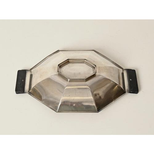 Gold Art Deco Geometric Silver-Plated and Wood Centerpiece attributed to Original Wellner, 1930s For Sale - Image 8 of 13