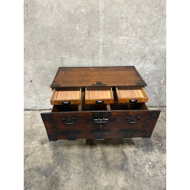 Antique Japanese Tansu Chest Two-Section Drawer Chest Iron Hardware For Sale In San Francisco - Image 6 of 12