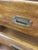 Wood Mid Century Campaign Style Three Drawer Dresser With Brass Hardware For Sale - Image 7 of 12