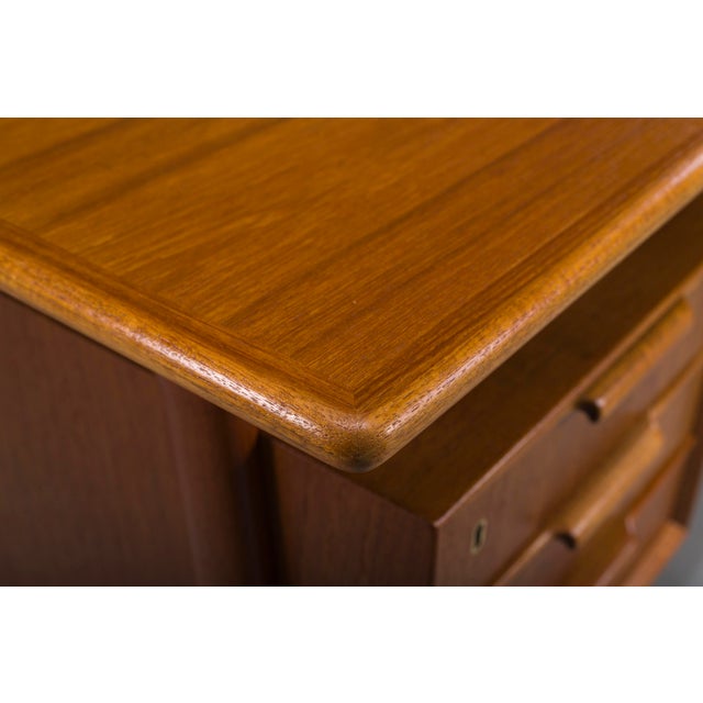 Exceptional Model 75 teak desk by Omann Jun Møbelfabrik, Denmark, 1960s. Professionally restored in our workshop and...