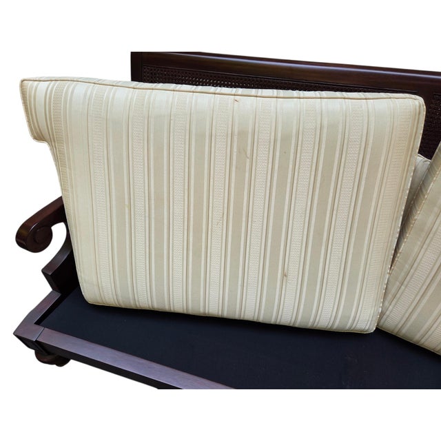 Brown 1990s Rare Ethan Allen Double Cane Empire Sofa Couch West Indies British Classic For Sale - Image 8 of 18