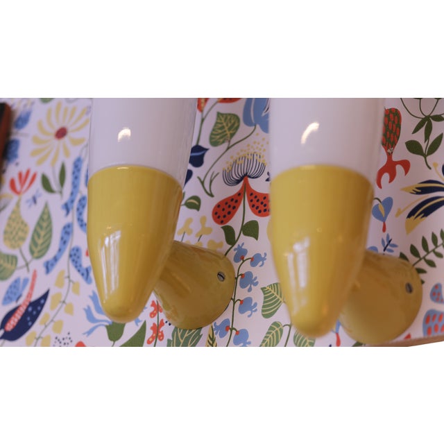 Large Yellow Porcelain and Glass Bathroom Lamps by Gunnar Nylund for Ifö, Set of 2 For Sale - Image 11 of 12