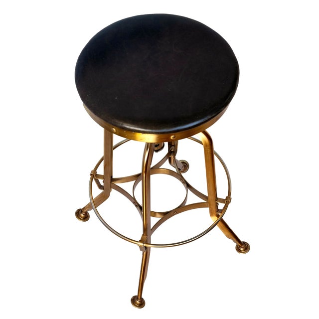 Brass Vintage Restoration Hardware Brass Adjustable Stool For Sale - Image 8 of 8