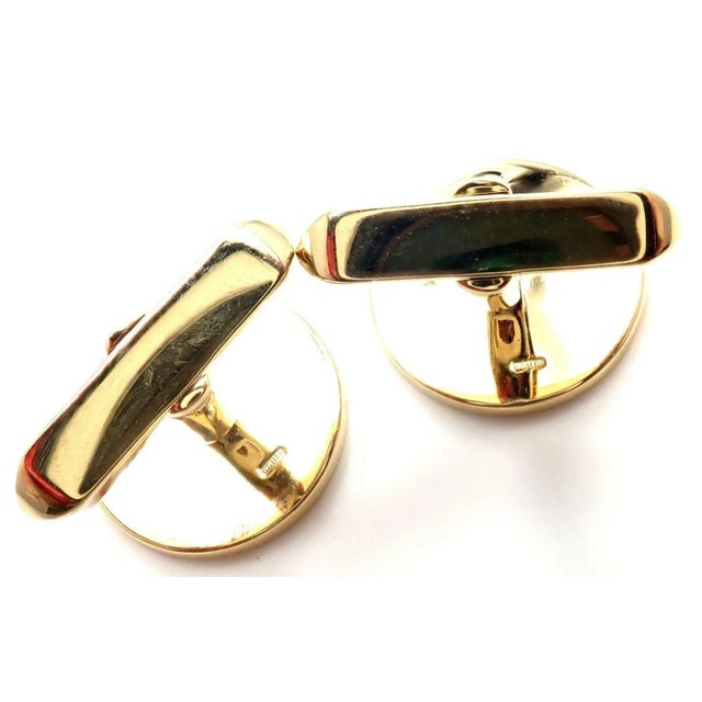 Gold Bvlgari Bulgari 18k Yellow Gold Black Onyx Cufflinks, Pair For Sale - Image 8 of 9