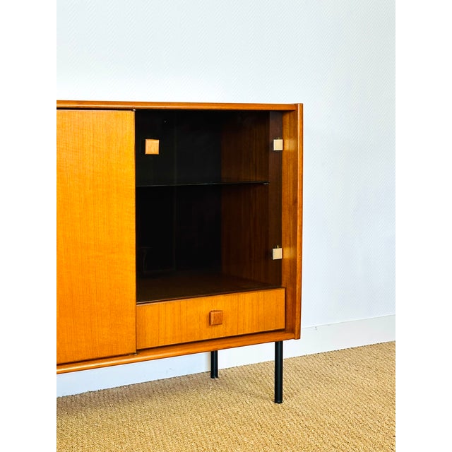 Black Tall Scandinavian Teak Sideboard, 1960s For Sale - Image 8 of 18