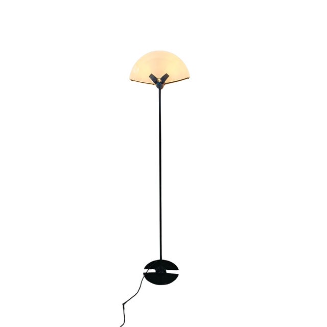 Black Vintage Industrial Iron and Murano Glass Floor Lamp, 1975 For Sale - Image 8 of 16