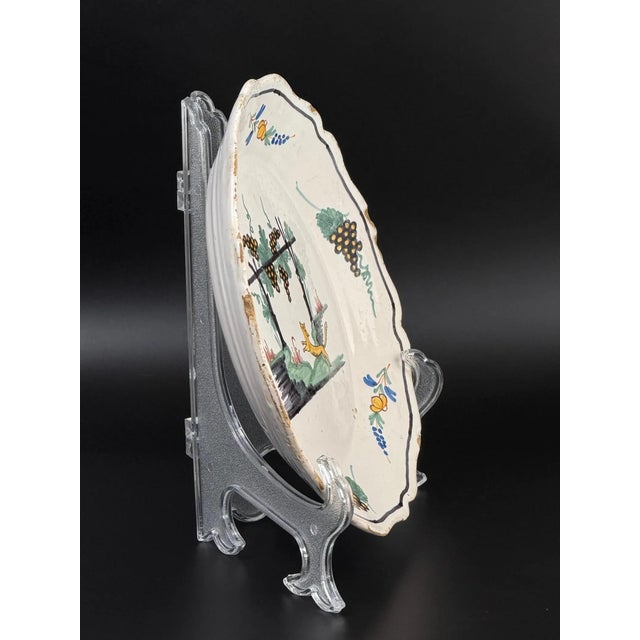 French Faience Plate with Hand-Painted Grape and Fox Motif from Nevers For Sale - Image 6 of 9