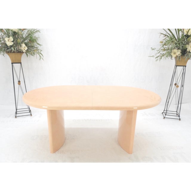 Animal Skin Racetrack Shape Heavy lacquer Finish Curved Base Legs Mid Century Dining Table For Sale - Image 7 of 12