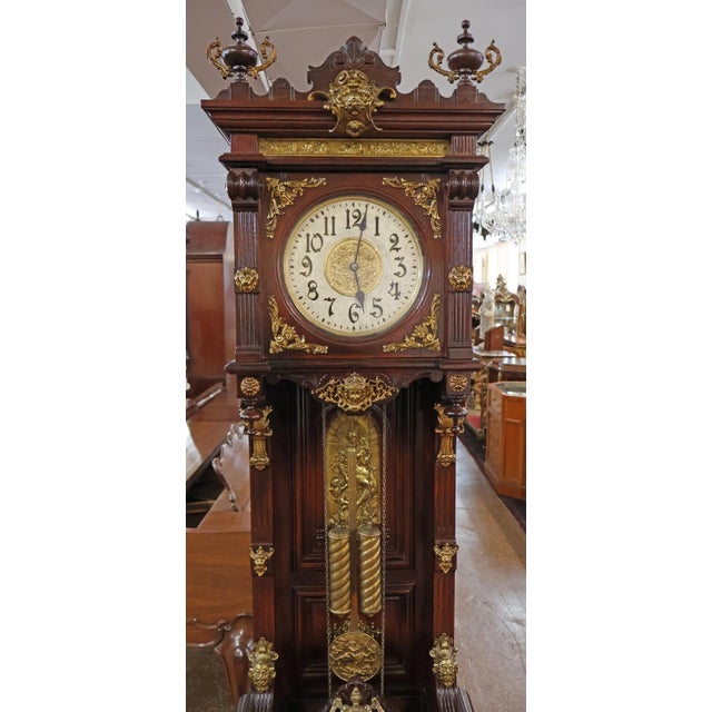 Ansonia Mahogany Bronze Mounted Floor Clock Grandfather Clock Circa 1900 For Sale - Image 12 of 18