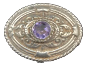 Unique Antique Silver and Amethyst Box With Swing Opening