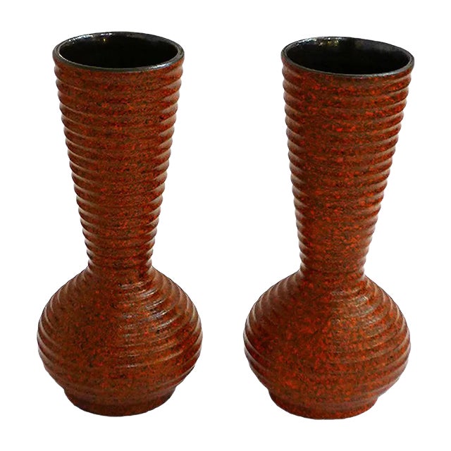 Glazed Earthenware Vases, Set of 2, 1960s For Sale