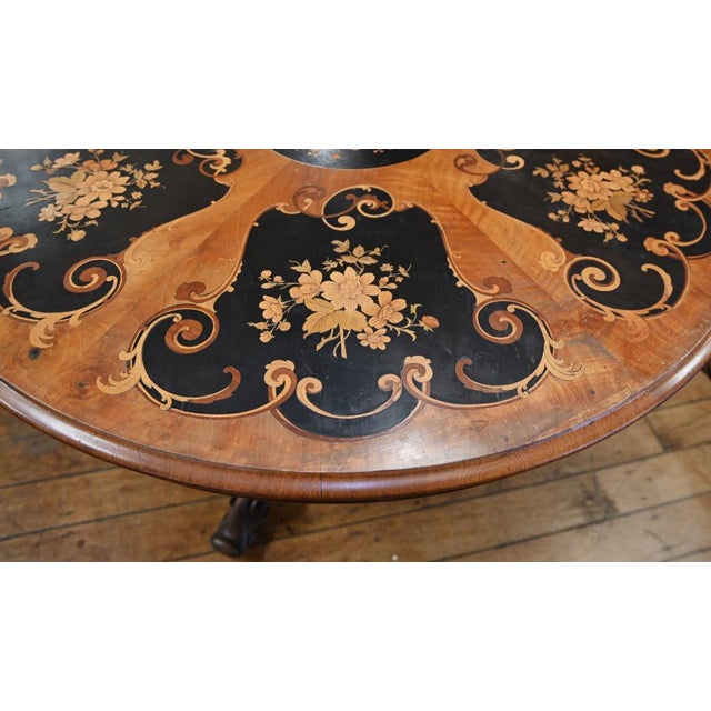 Victorian Centre Table in Marquetry Inlay Floral, 1860s For Sale - Image 4 of 8