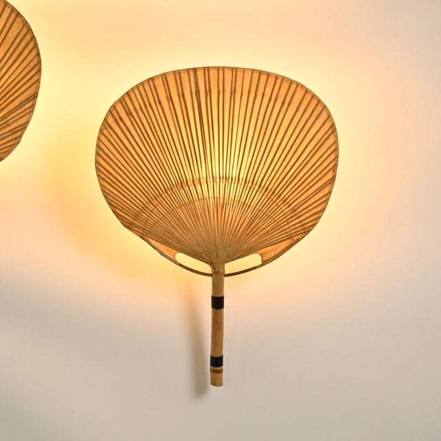 Wood Uchiwa II Wall Lights by Ingo Maurer for Design M, 1973, Set of 2 For Sale - Image 7 of 16