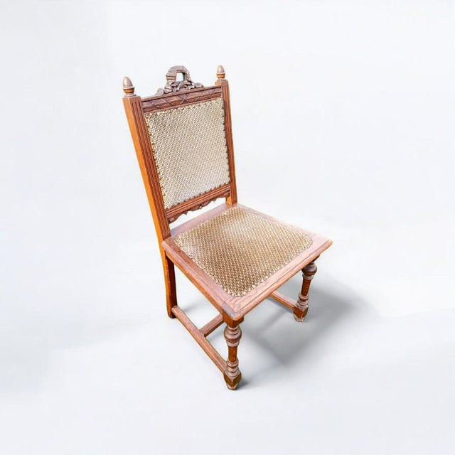 Renaissance Style Dining Chairs in Carved Oak with Upholstered Seats and Backs, England, 1900s, Set of 4 For Sale - Image 5 of 10