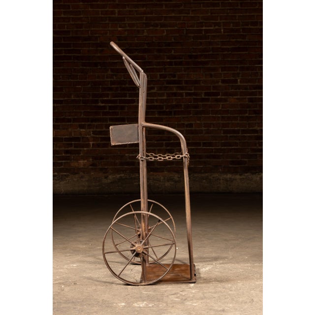 Industrial Antique Industrial Cylinder Cart With Chain Retainer For Sale - Image 3 of 9