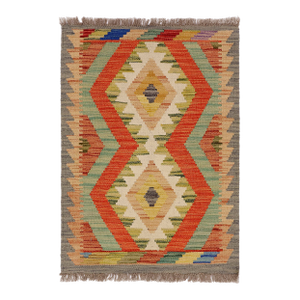 Rustic Turkish Kilim Gray Beige Hand-Woven Wool Rug