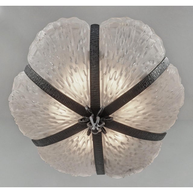 French Art Deco Chandelier by B. Morin & Val Saint-Lambert 1920s France For Sale - Image 6 of 11