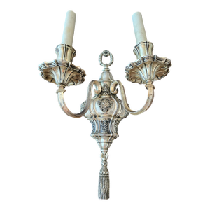 Antique Signed E F Caldwell Large Silvered Bronze Sconce