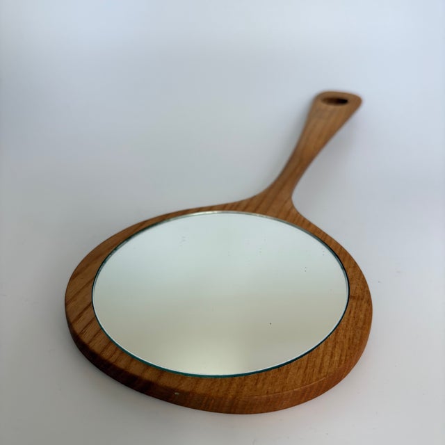 Hand Mirror in Oak, 1950s For Sale - Image 9 of 9