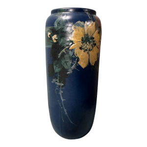 Vintage Weller Hudson Floral Decorated 9.75" Art Pottery Vase