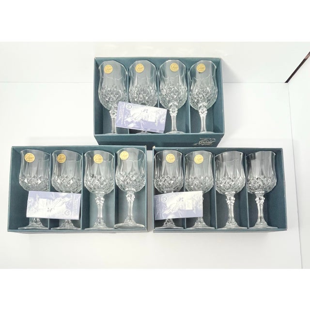 Glass Cristal D’Arques “Longchamp” Crystal Wine Glasses - Set of 12 For Sale - Image 7 of 8