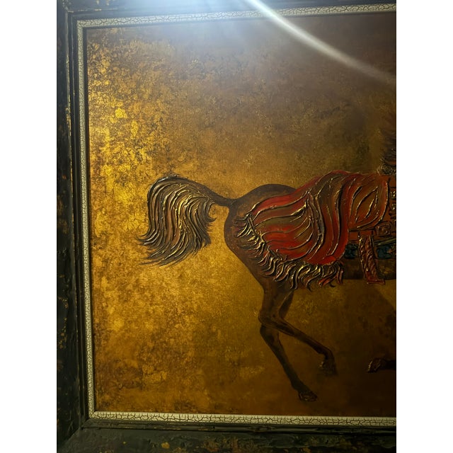 Vintage Carousel Dancing Horse Large Oil Painting Signed 47x37 Really beautiful piece of art very large 47” x 37”...