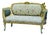 French Louis XV Romantic Sofa With Floral Damask Upholstery, Sage Green Velvet Panels, Cherubs & Hand-Gilded Gold Leaf Frame For Sale