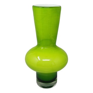 Italian Green Vase by Ind. Vetraria Valdarnese, 1970s For Sale