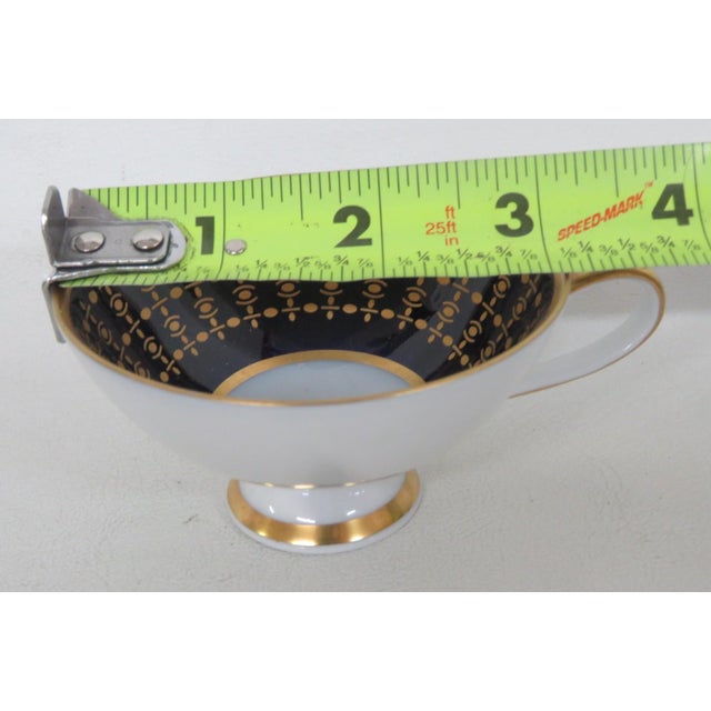 Mid 20th Century CM Hutschenreuther Germany Porcelain Cobalt Blue Gold Cups Saucers 4 pcs For Sale - Image 13 of 18