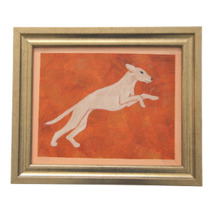 Greyhound Dog Silhouette Burnt Orange Burnt Umber Minimalist Art Deco English Traditional by Cleo Plowden