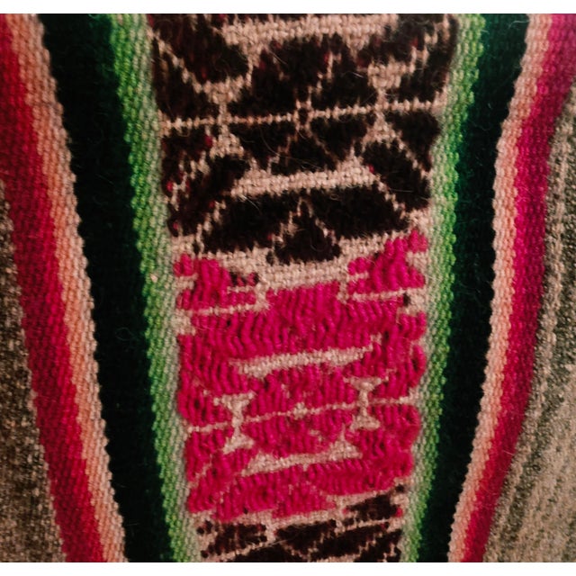 1980s Vintage Handwoven Andean Wool Poncho Textile With Traditional Woven Borders For Sale - Image 5 of 6