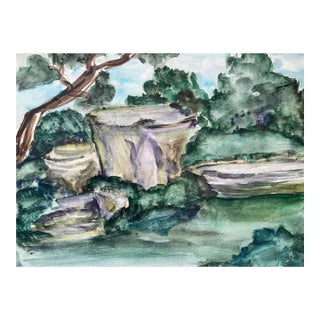 1950s Landscape Watercolor by Virginia Spencer For Sale