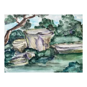 1950s Landscape Watercolor by Virginia Spencer