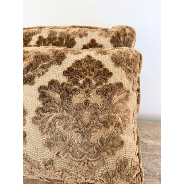 Early 21st Century Pair of Cut Velvet Lumbar Pillows, Taupe-Brown Damask, Antique Style For Sale - Image 5 of 10