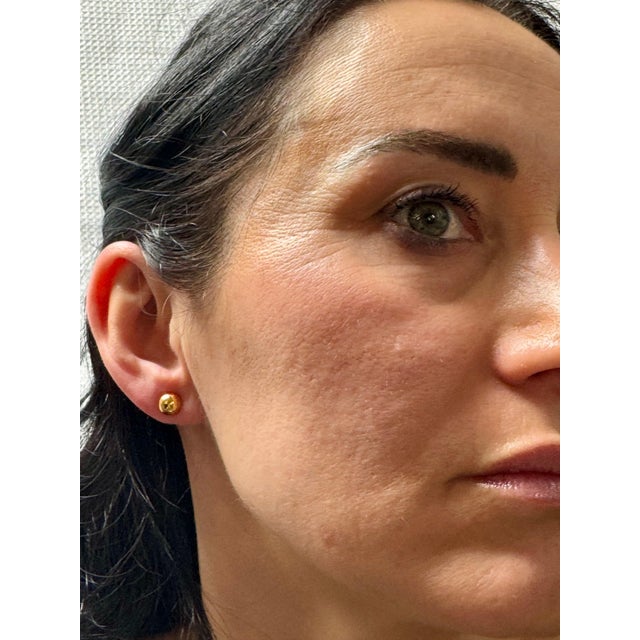 Round Ball Plain Gold Stud Post Earrings 14 Karat Yellow Gold For Sale - Image 14 of 18