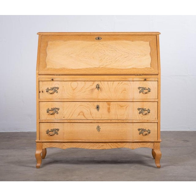 Mid-Century Danish Oak Drop-Front Secretary, 1960s For Sale - Image 9 of 13