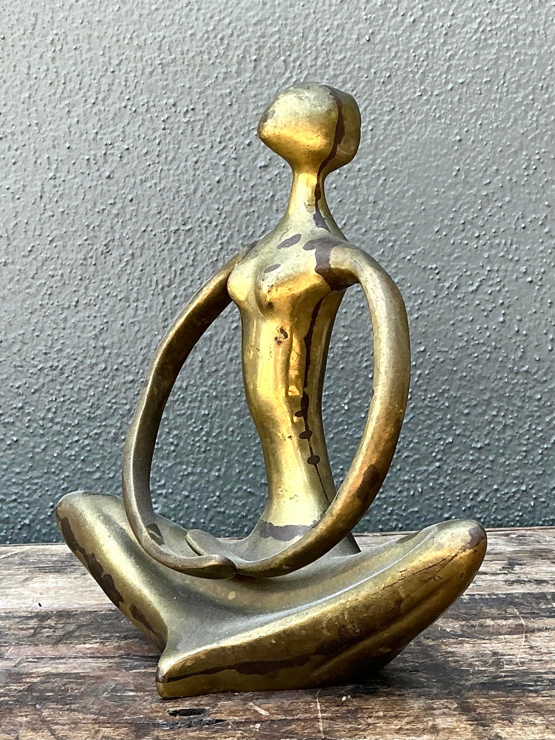 Vintage Brass Abstract Figure - Side view