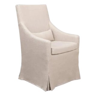 Skirted Linen Dining Arm Chair by Loomlan For Sale