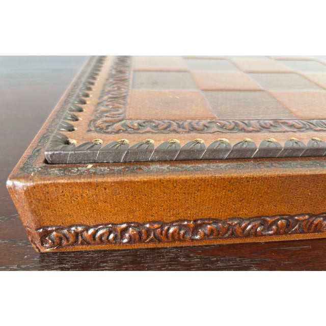 Italian Roman-Style Chess Set Cast Metal and Leather Leather Board Circa 1960 For Sale - Image 15 of 15
