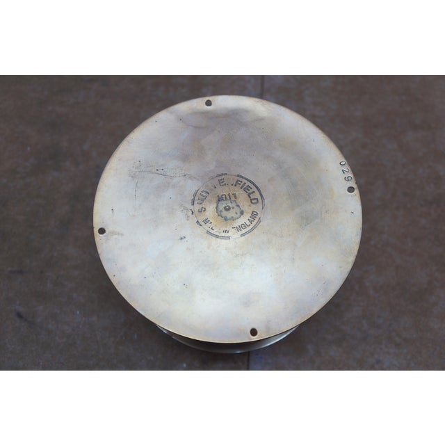 1911 Antique English Smiths Enfield Brass Nautical Maritime 8 Day Ships Clock 6" For Sale - Image 9 of 13
