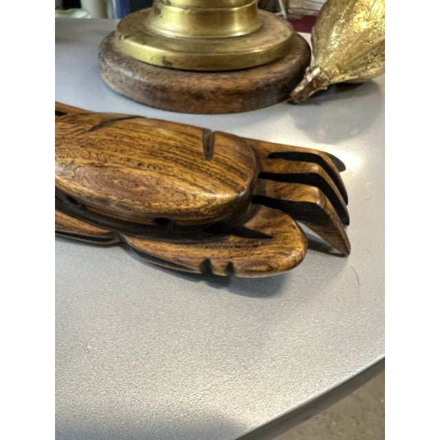Nautical Pair of Vintage Hand Carved Crabs For Sale - Image 3 of 8